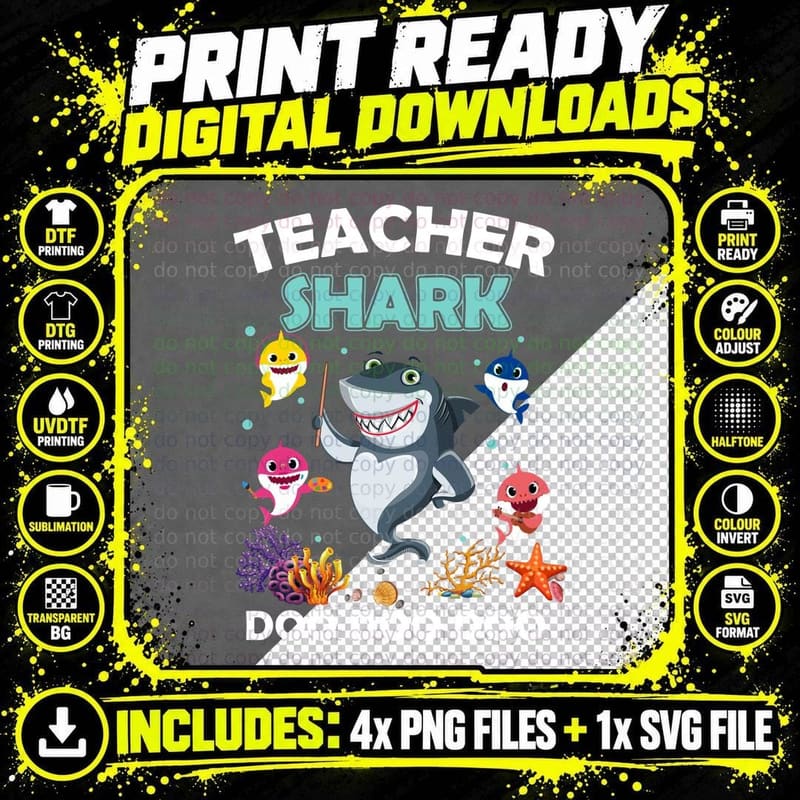 Teacher Shark Doo T-Shirt, Kids Music Theme Png SVG Digital Bundle