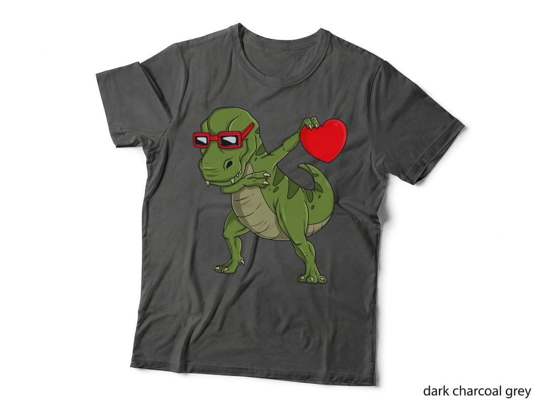 Valentines Day Dabbing Dinosaur T Rex Heart Boys Kids Dab T-Shirt