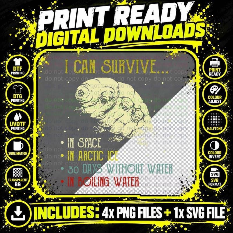 Vintage Science Tardigrade Gifts Microbiology Water Bear Png SVG Digital Bundle
