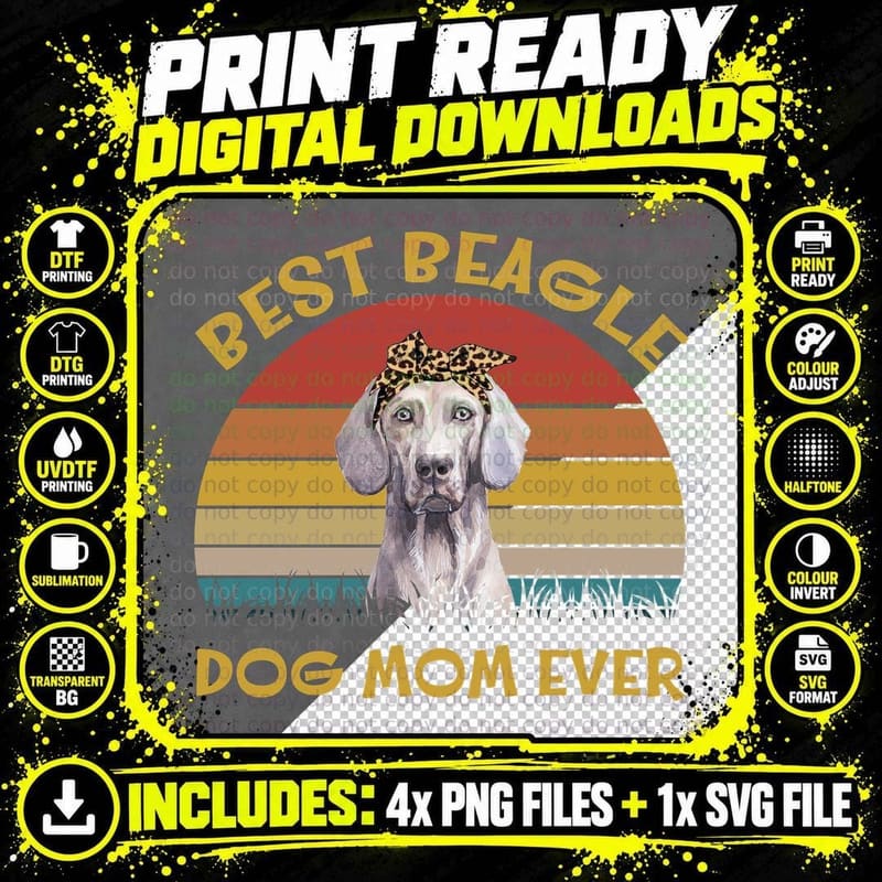 Weimaraner T-Shirt, Vintage Retro, Dog Mom Apparel Png SVG Digital Bundle