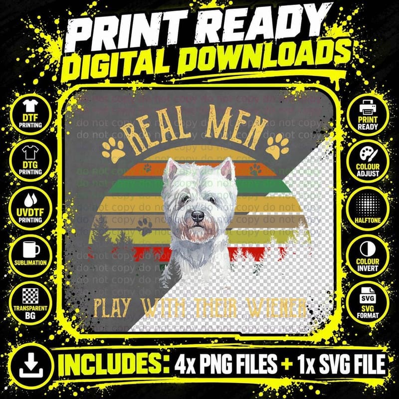 West Highland White Terrier T-Shirt, Vintage Retro Style Png SVG Digital Bundle