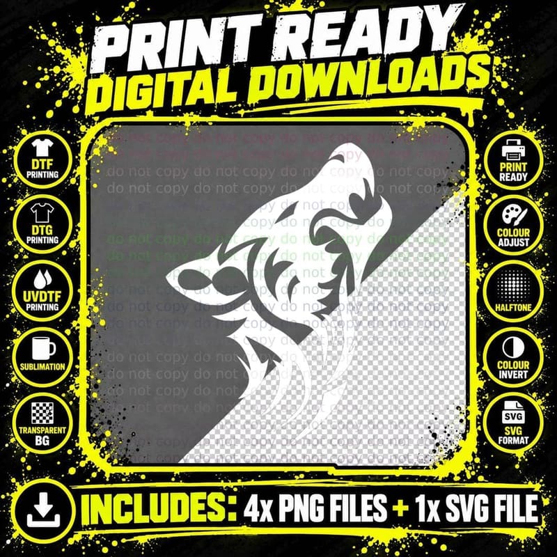Wild Wolf T-Shirt -Retro Vintage Lone Black Wolf Shirt Png SVG Digital Bundle