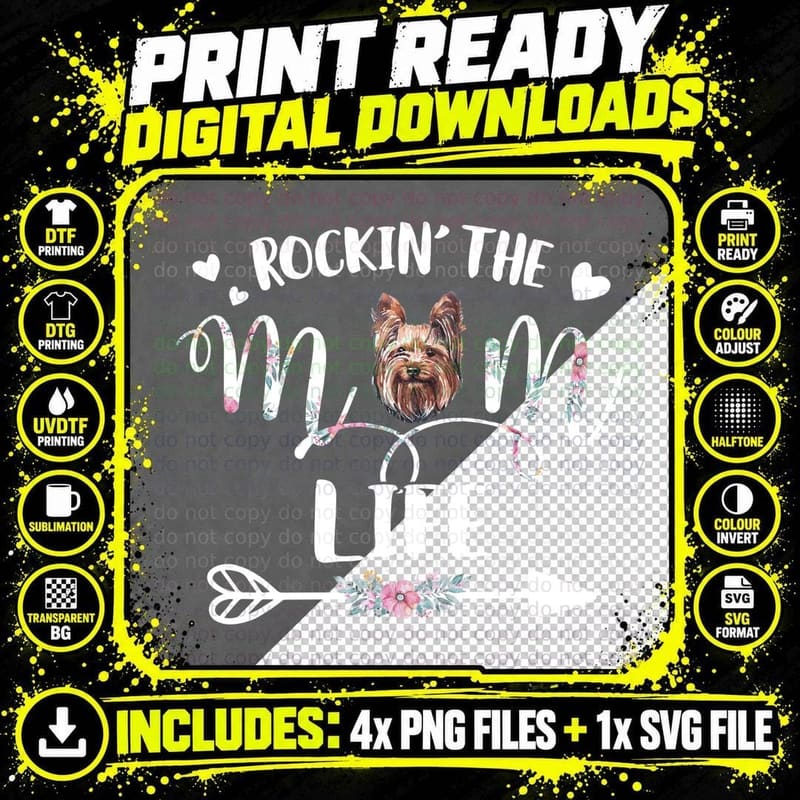 Yorkshire Terrier Floral T-Shirt, Pet Lover Apparel Png SVG Digital Bundle