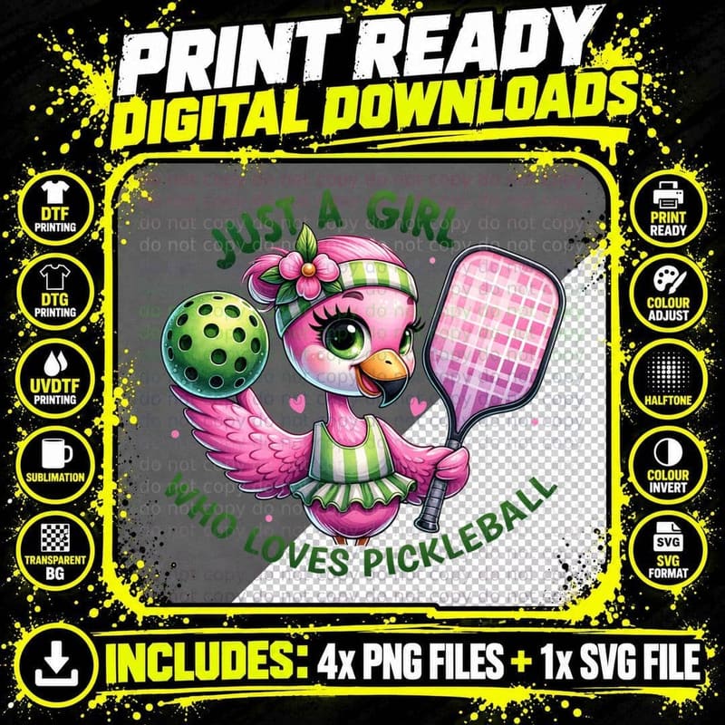 Just a Girl Who Loves Pickleball T-Shirt Png SVG Digital Bundle