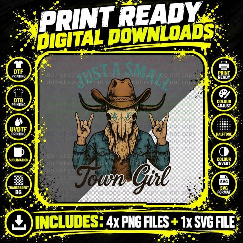 Just a Small Town Girl Western T-Shirt Png SVG Digital Bundle