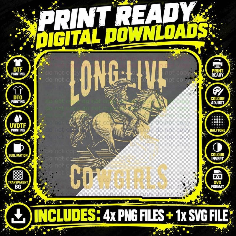 Long Live Cowgirls Horse Design T-Shirt Png SVG Digital Bundle