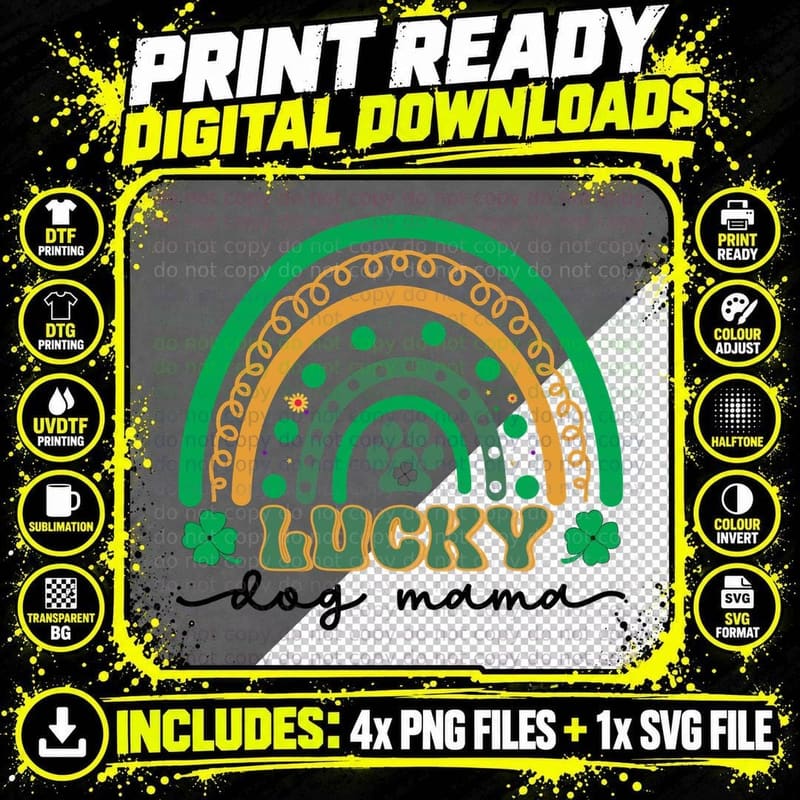 Lucky Dog Mama St Patricks Day T-Shirt Png SVG Digital Bundle