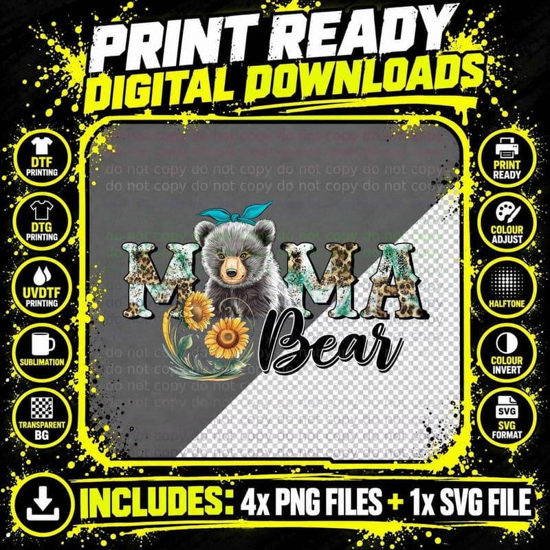 Momma Bear Mothers Day T-Shirt, Mama Bear with Png SVG Digital Bundle