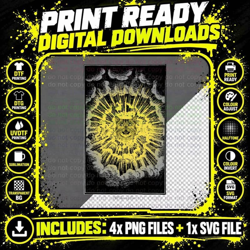 All Seeing Cat T-Shirt Png SVG Digital Bundle