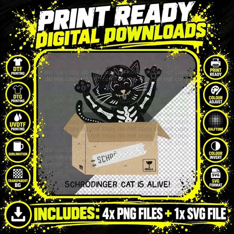 Am I Alive Schrödinger Cat T-Shirt Png SVG Digital Bundle
