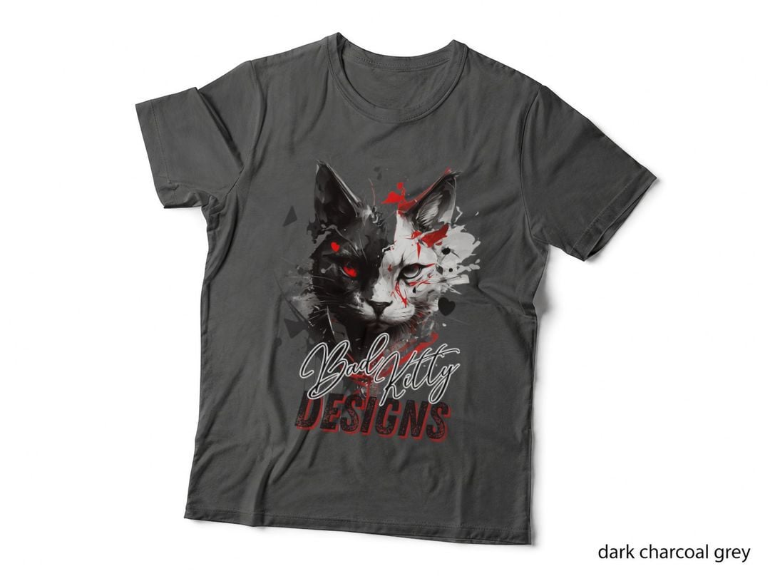 Bad Kitty Cat T-Shirt, Gothic Cat Art, Pet Lover Apparel