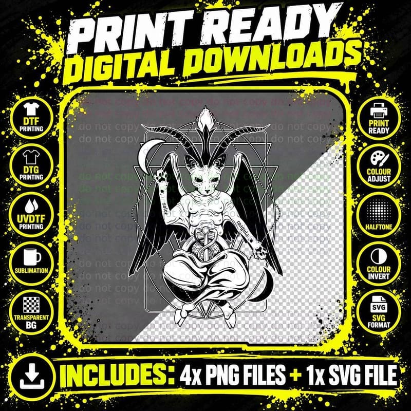 Baphocat - the Cat of Mendes T-Shirt Png SVG Digital Bundle
