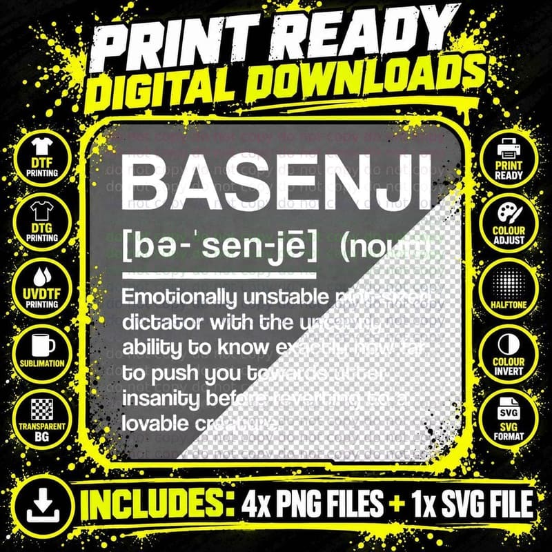 Basenji Dog Definition T-Shirt, Funny Sarcasm Png SVG Digital Bundle