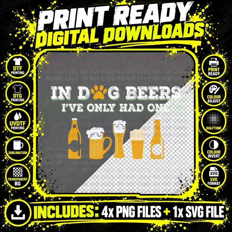 Beer Lovers Paw Print T-Shirt, Pet Lover Apparel Png SVG Digital Bundle