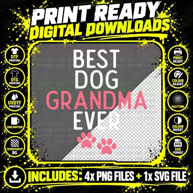 Best Dog Grandma T-Shirt, Pet Lover Apparel Png SVG Digital Bundle