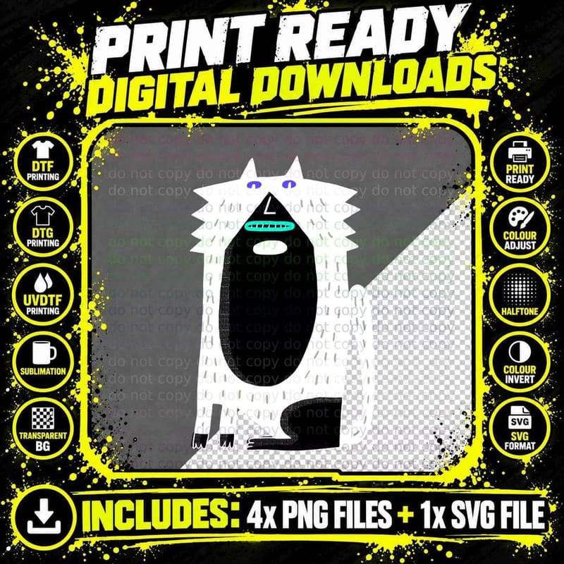 Big Tuxedo Cat T-Shirt Png SVG Digital Bundle