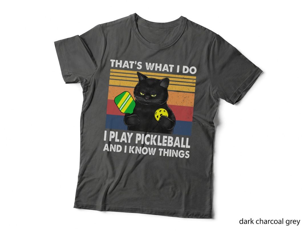 Black Cat Playing Pickleball T-Shirt, Funny Sarcasm, Pet Lover Apparel