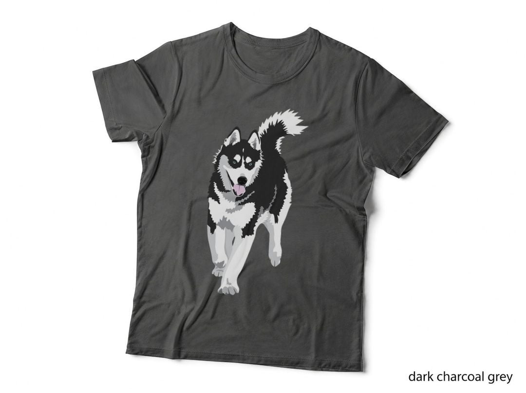 Black and White Siberian Husky T-Shirt, Winter Snow Dog, Pet Lover Apparel