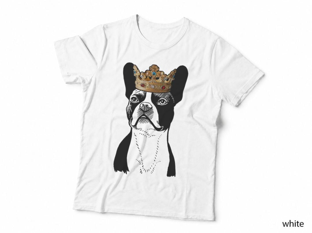 Boston Terrier Crown T-Shirt, Royal Pet Style, Dog Lover Apparel