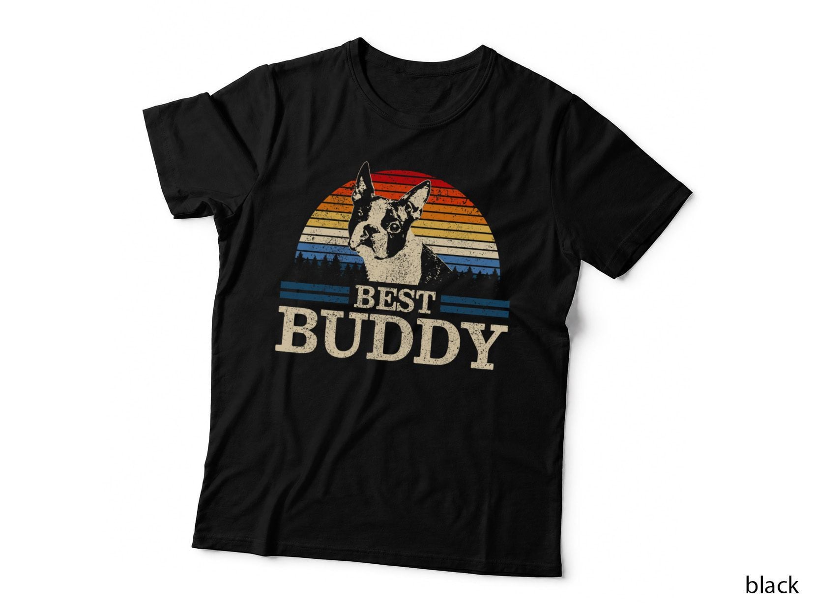 Boston Terrier Vintage Best Buddy T-Shirt, Retro Dog Lover Gift, Pet Apparel