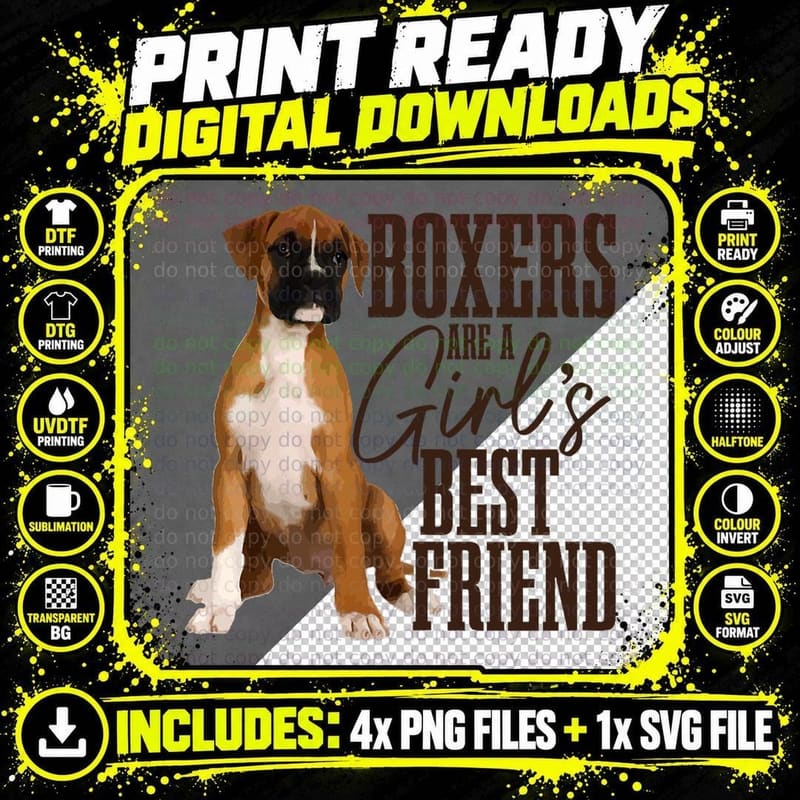 Boxers Are a Girl's Best Friend T-Shirt Png SVG Digital Bundle