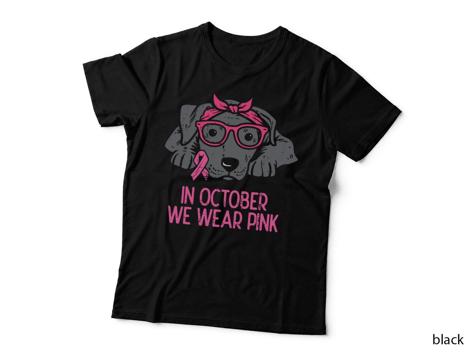 Breast Cancer Awareness Dog T-Shirt, Pink Ribbon Design, Pet Lover Apparel