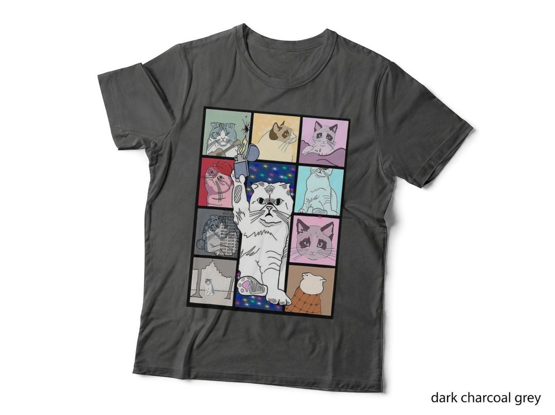 Cat Comic Strip T-Shirt, Quirky Art Design, Pet Lover Apparel