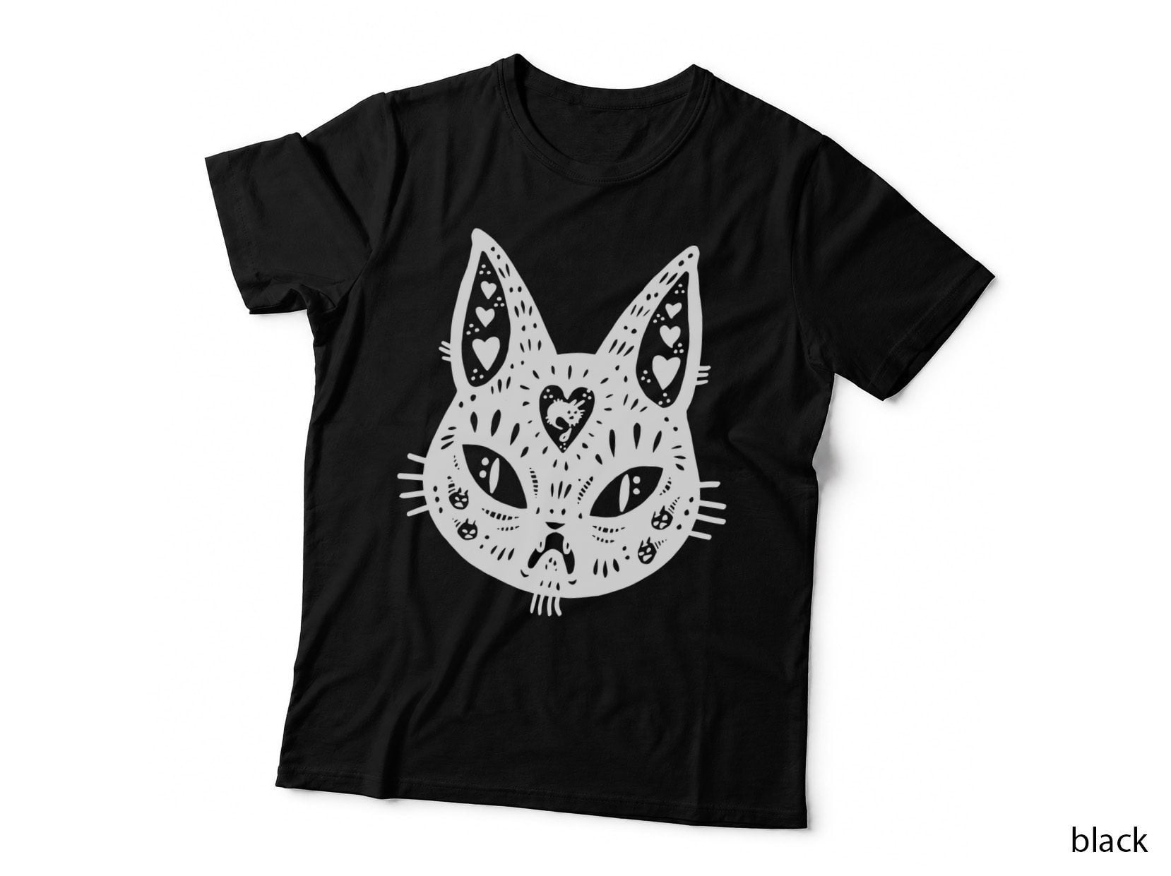 Cat Face (with Hearts) T-Shirt