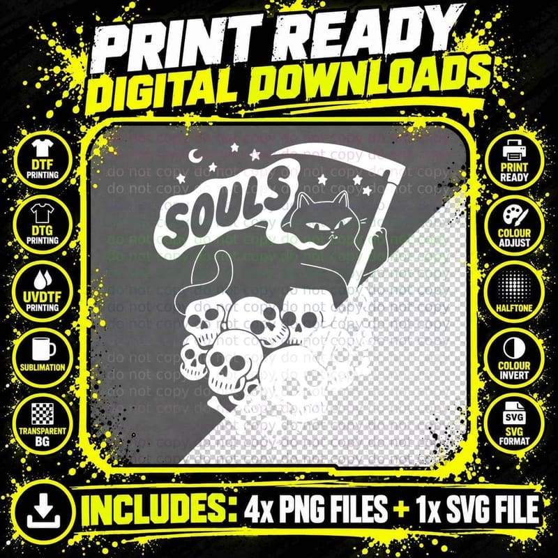 Cat Got Your Soul III T-Shirt Png SVG Digital Bundle