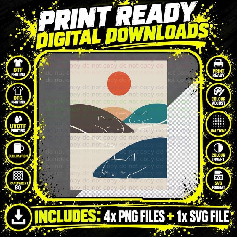 Cat Landscape Art 1 T-Shirt Png SVG Digital Bundle