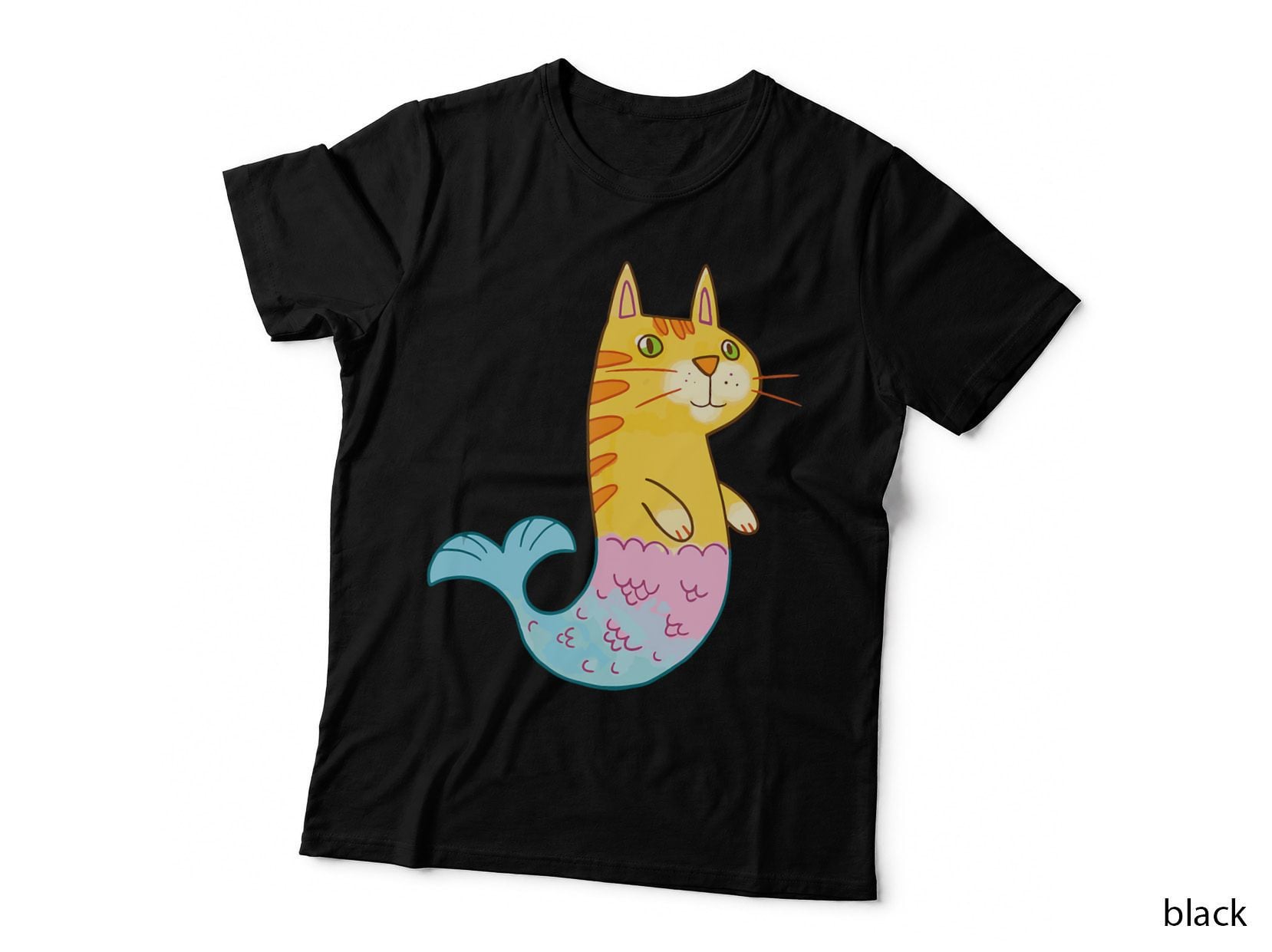 Cat Mermaid T-Shirt, Whimsical Fantasy Print, Pet Lover Apparel