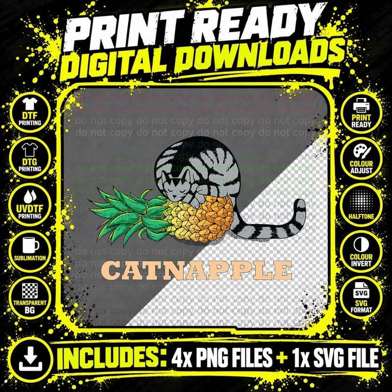 Cat Pineapple T-Shirt, Cat Lover Apparel, Pet Lover Style Png SVG Digital Bundle