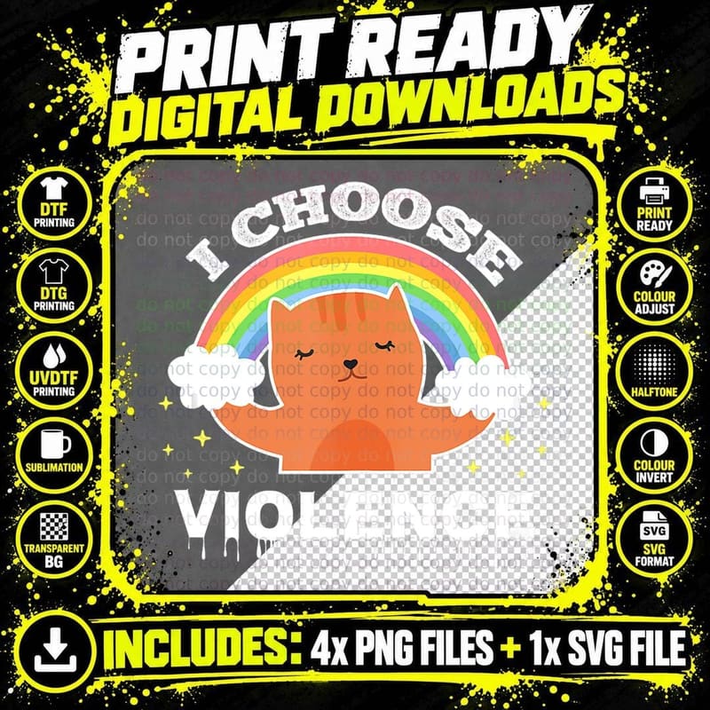 Cat Rainbow Cute Animal Print, Pet Lover Png SVG Digital Bundle