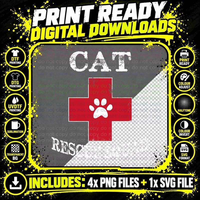 Cat Rescue Squad T-Shirt, Animal Rescue Png SVG Digital Bundle