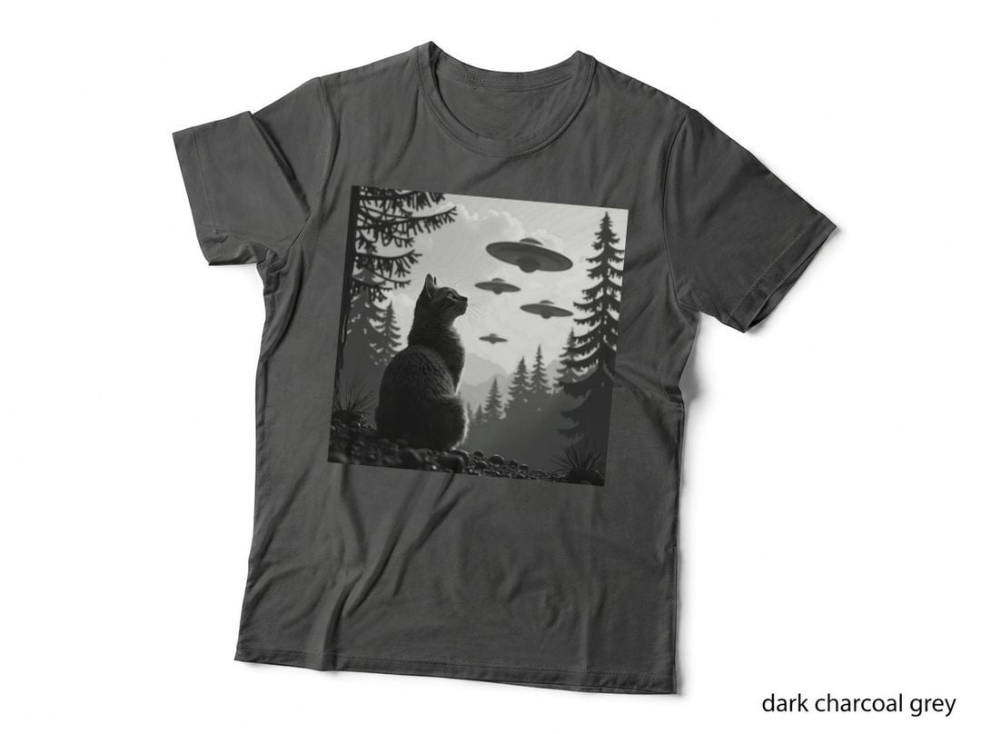 Cat Selfie Alien Shirts, UFO Funny Cat, for Men Women Kid T-Shirt