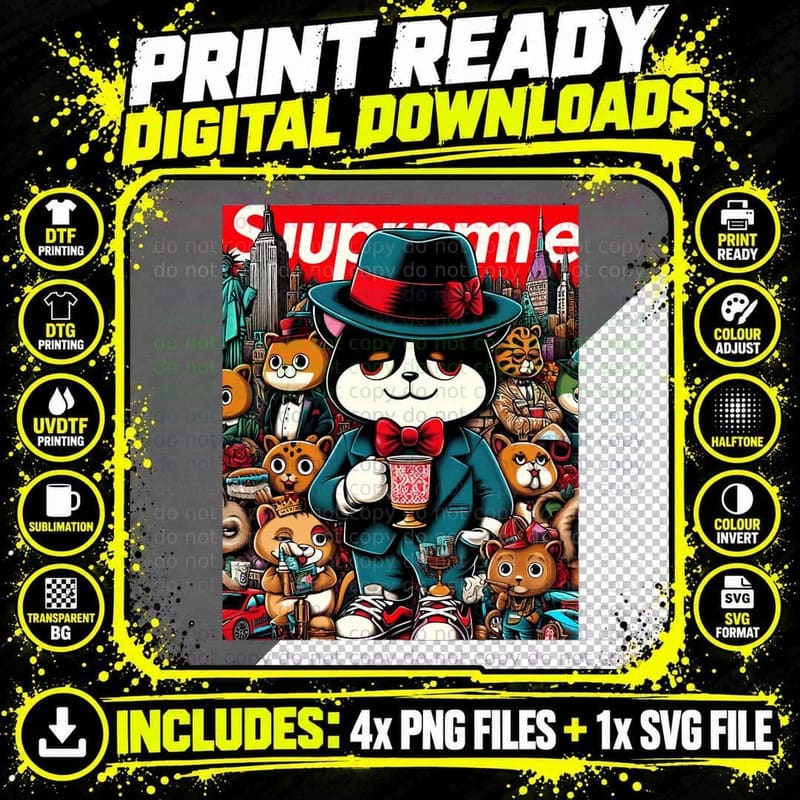 Cat Soupreme Team T-Shirt Png SVG Digital Bundle