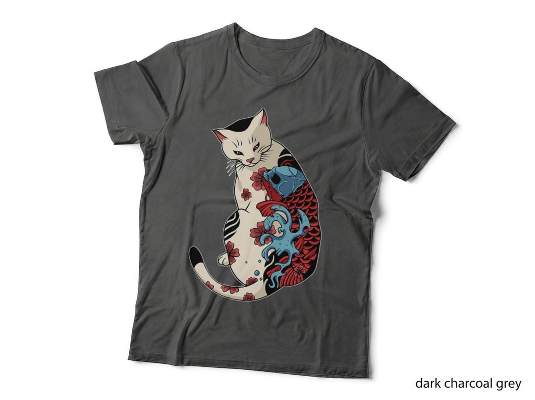 Cat Tattoo Kitten Lover Funny Feline Japanese Artist T-Shirt