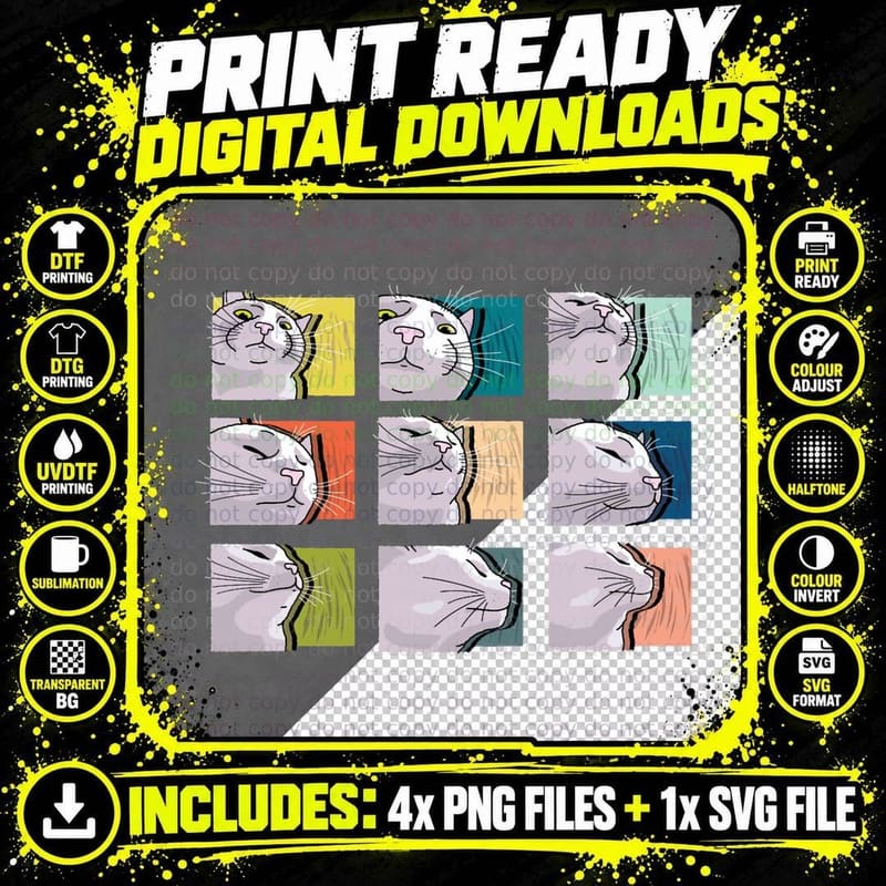 Cat Vibing Meme Catjam - Cat Vibing to Music T-Shirt Png SVG Digital Bundle