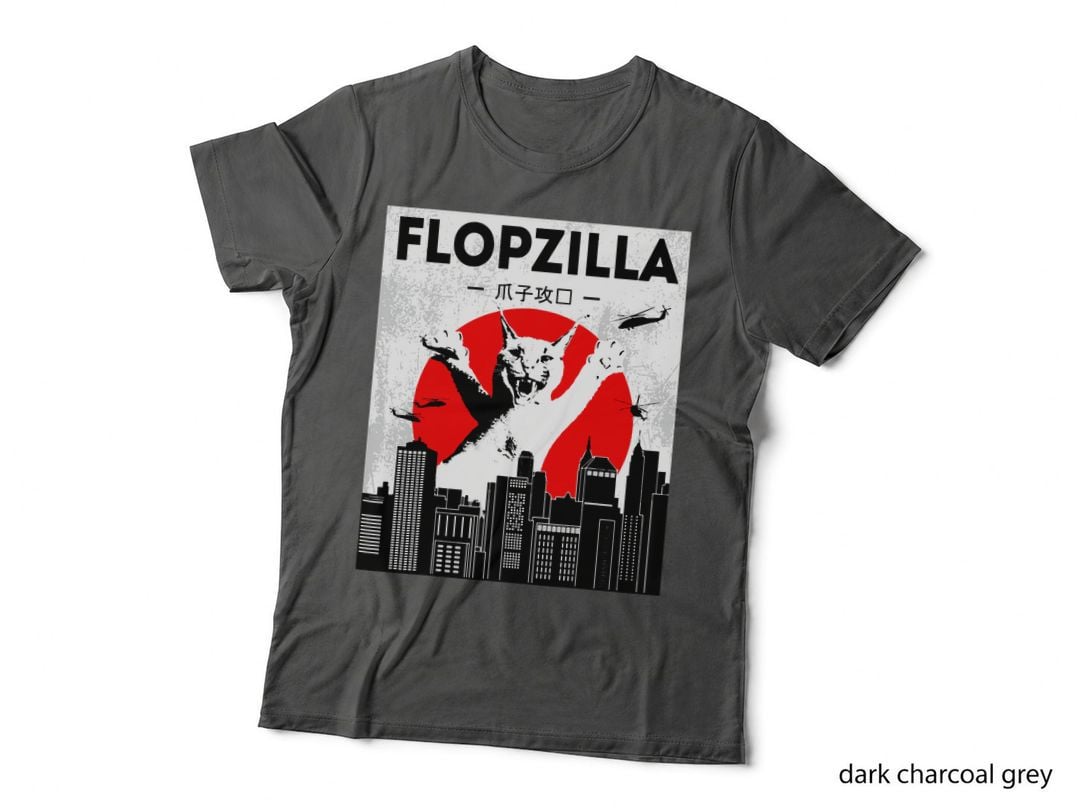 Catzilla Funny Big Floppa Meme Flopzilla Caracal Cat Lover T-Shirt