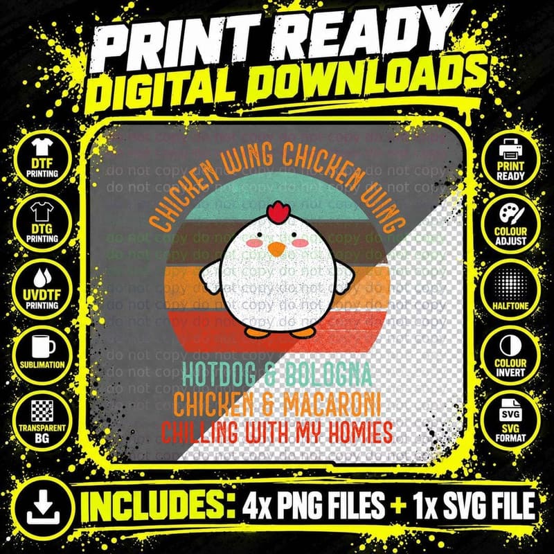 Chicken Wing Chicken Wing T-Shirt, Retro Vintage Style Png SVG Digital Bundle