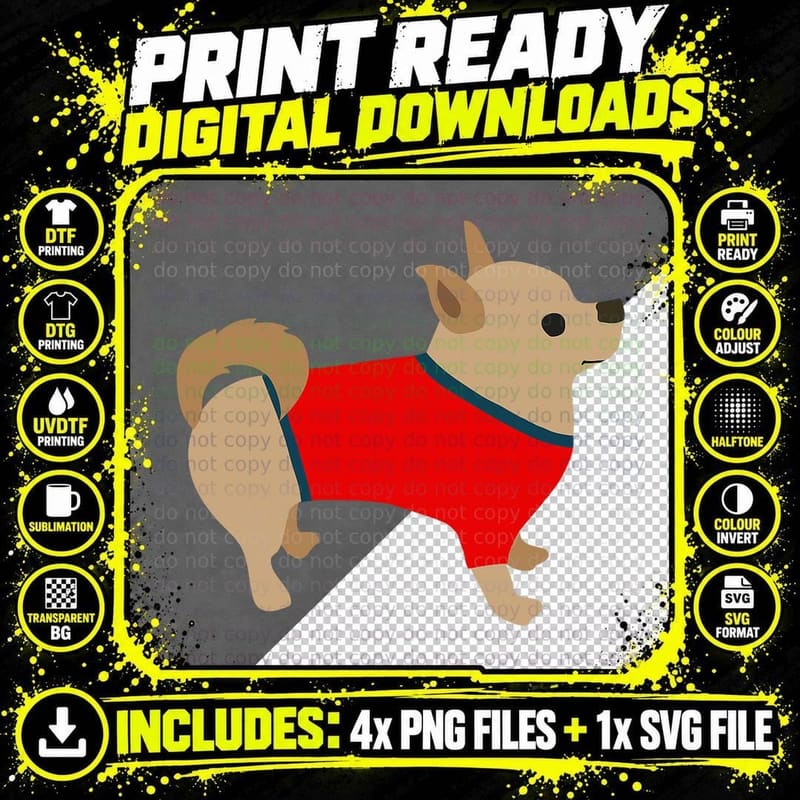 Chihuahua Dog T-Shirt, Pet Lover Apparel Png SVG Digital Bundle