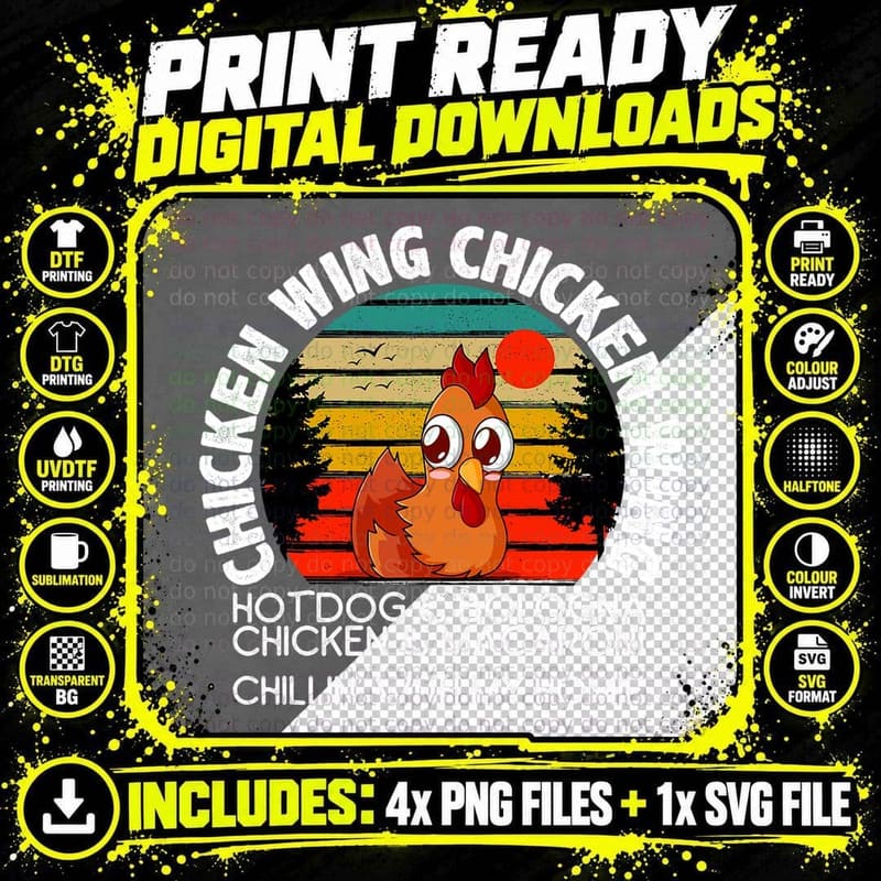 Chilly Chicken T-Shirt, Vintage Retro Style Png SVG Digital Bundle