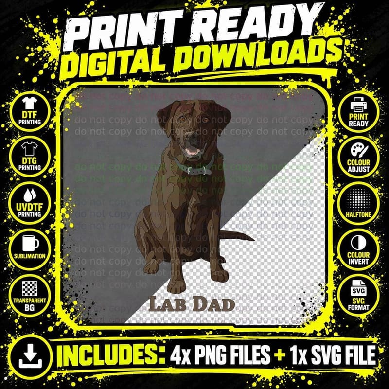 Chocolate Labrador Retriever Dad T-Shirt Png SVG Digital Bundle
