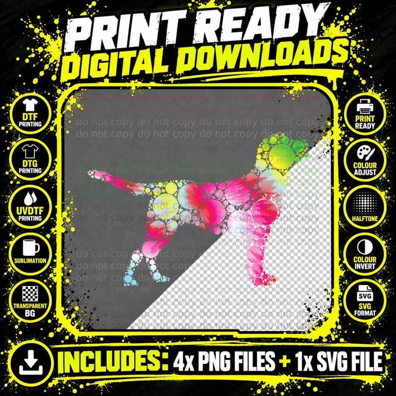 Colorful Dinosaur Bubble Art T-Shirt Png SVG Digital Bundle