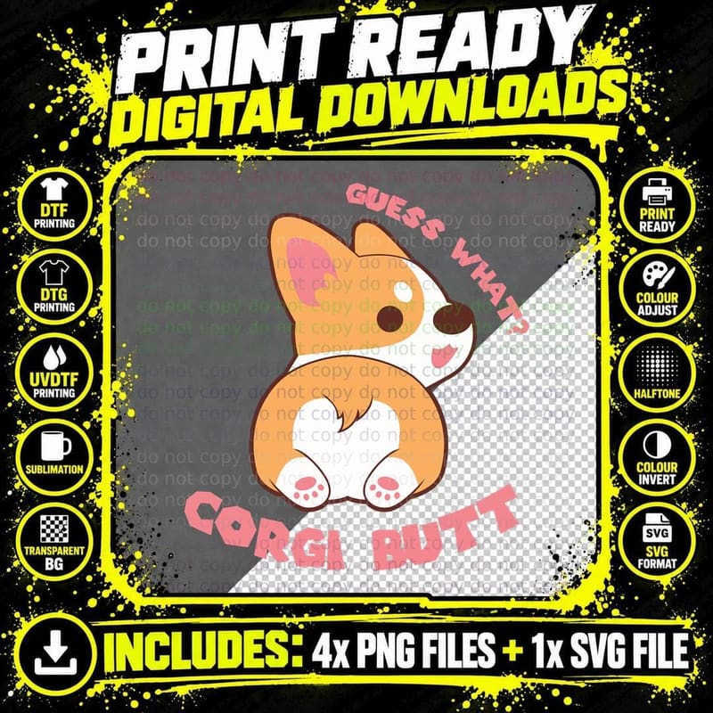 Corgi Butt Funny Dog Lover Gift Hoodie, Pet Owner Png SVG Digital Bundle