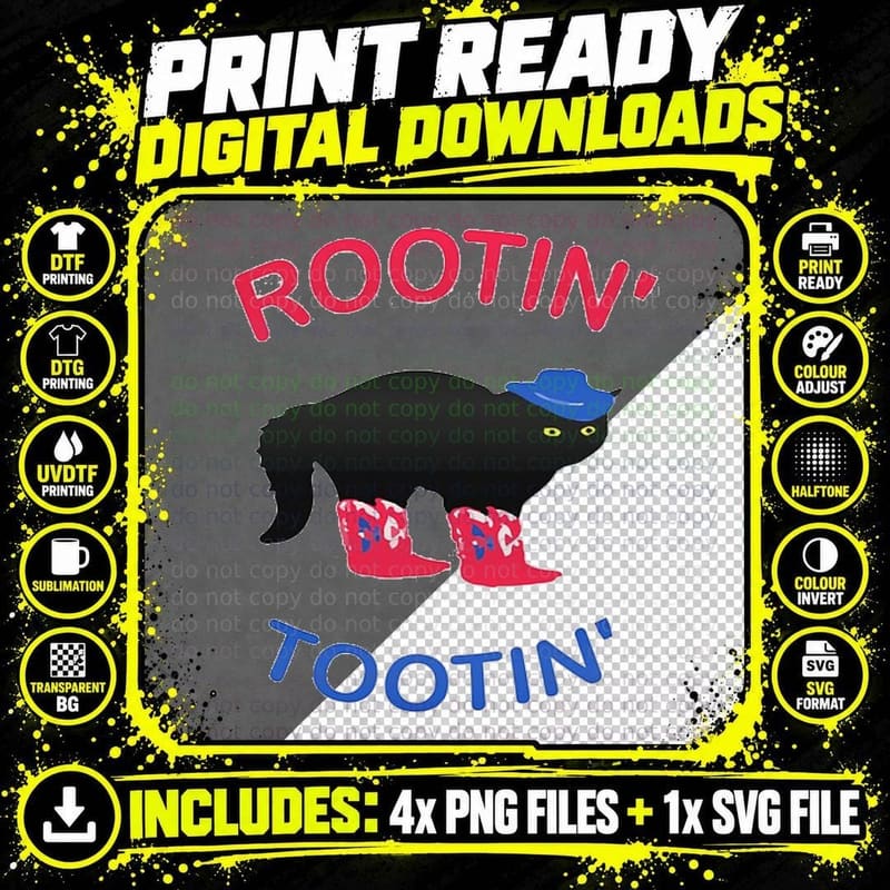 Cowboy Cat Vintage Funny Retro Rootin Tootin T-Shirt Png SVG Digital Bundle