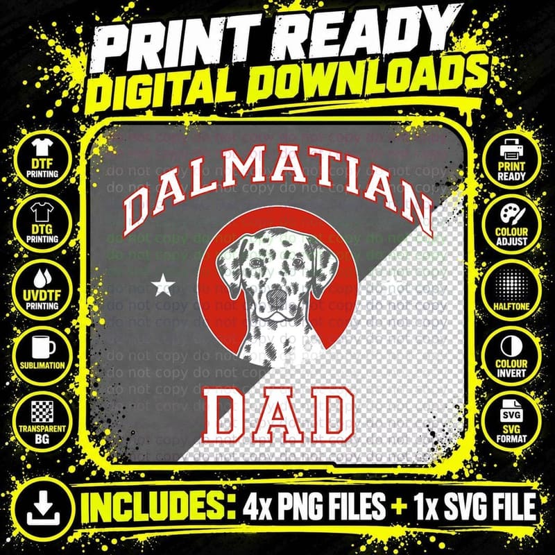 Dalmatian Dad T-Shirt, Pet Lover Apparel, Dog Owner Gift Png SVG Digital Bundle