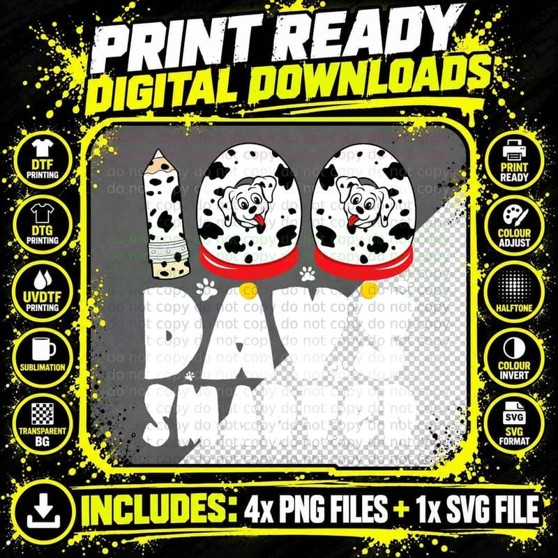 Dalmatian Dog Snow Globe T-Shirt, Animal Print Art Png SVG Digital Bundle