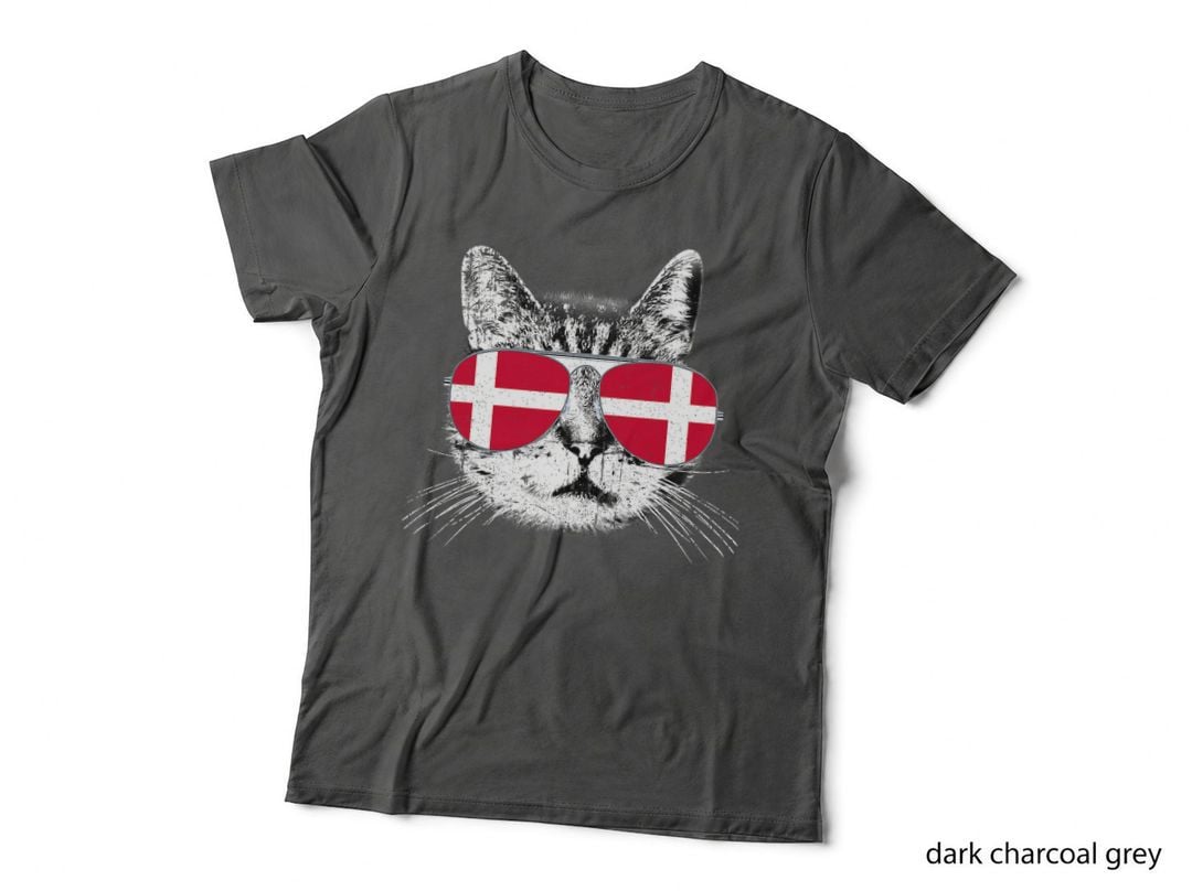Danish Cat Flag T-Shirt, Patriotic Fashion, Pet Lover Apparel