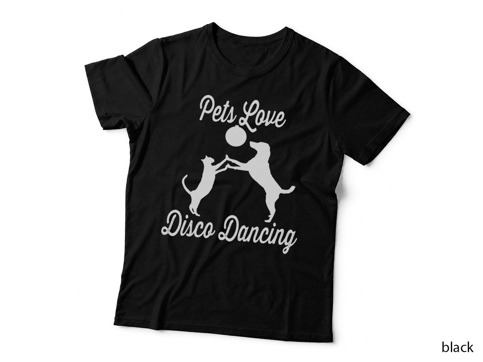 Disco Dancing Cat Dog T-Shirt, Pet Love Apparel, Music Lover Style